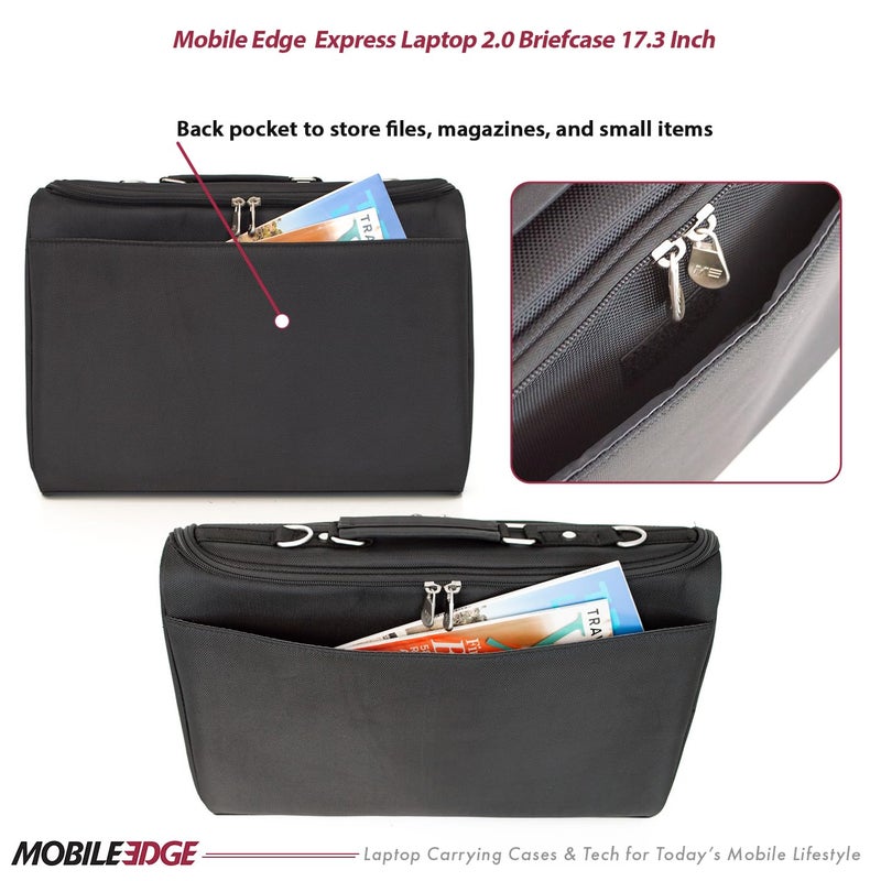 Mobile Edge حقيبة كمبيوتر محمول موبايل إيدج إكسبريس 2.0 مع حزام للرجال والنساء، تناسب أجهزة الكمبيوتر المحمولة حتى 17 بوصة، للسفر، العمل، الأعمال، باللون الأسود - Image 4